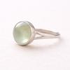 Grüner Prehnit Runder Edelstein Statement Ring, 925 Sterlingsilber Schmuck, Minimalistischer Handgemachter Schmuck