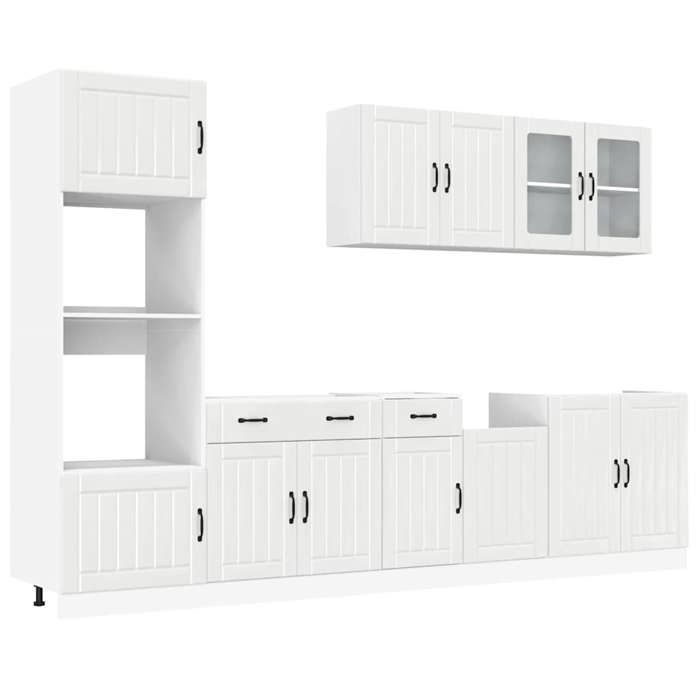 VidaXL Ensemble de 7 meubles de cuisine "Lucca" en bois d'ingénierie blanc brillant 3314743