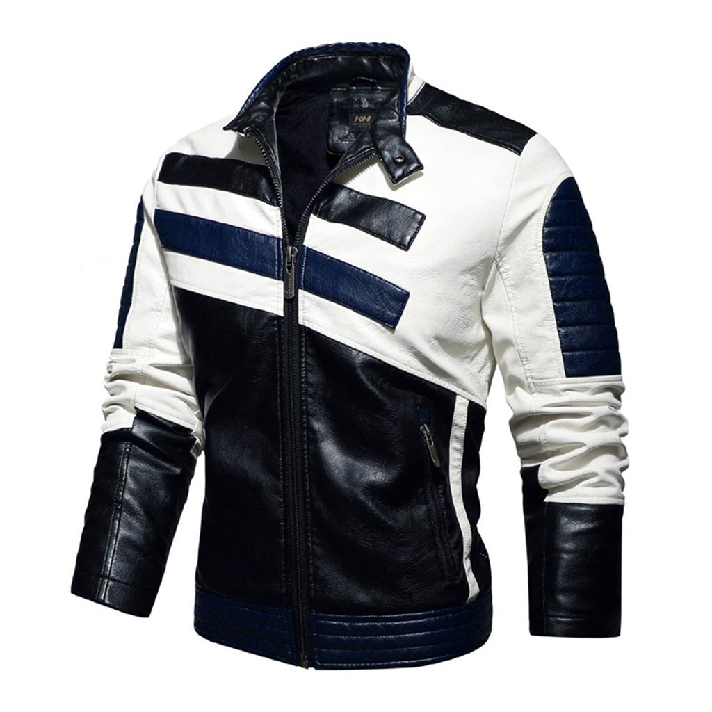 Men's Stand Collar Zipper Jacket Trendy Retro Distressed Men's Motorcycle Jacket