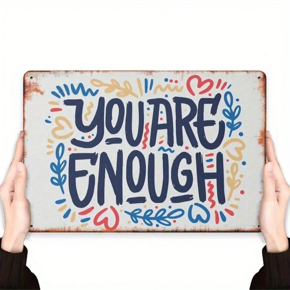 

Metal Tin Sign You Are Enough Vintage Wall Art 8x12 Inch Rustic Decor for Home Kitchen Bar темно-сірий