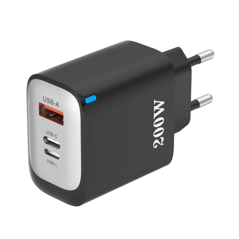 

Portable 200W 3 in 1 USB C USB A USB L Fast Chargers with Smartests Chip Technology for Efficient Device Charging чорний