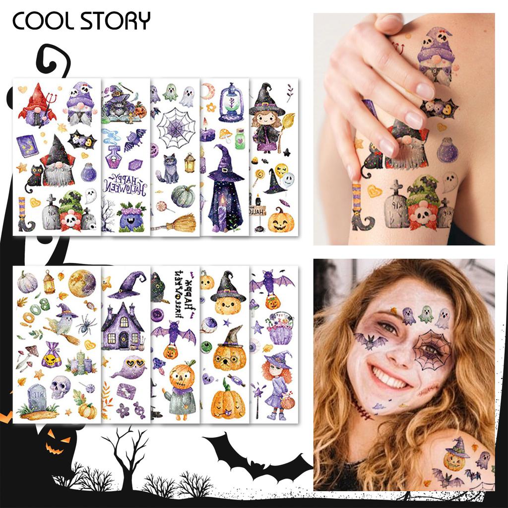 Pegatinas de Halloween, Pegatinas de Tatuaje, Ambiente de Evento, Baile de Máscaras de Festival Europeo y Americano, Decoraciones Corporales