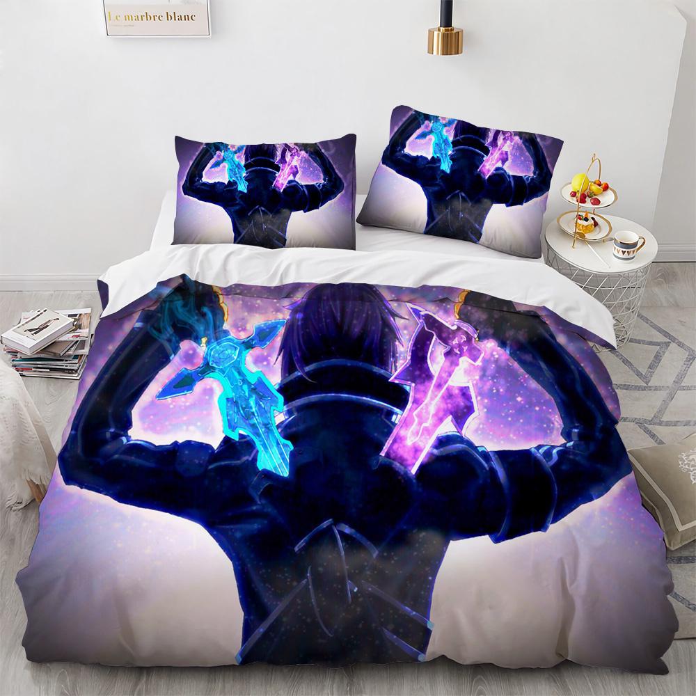 Sword Art Online Bedding Set Anime Duvet Covers King Queen Double Twin Size Adults Kids Bed Linens Single Double Size Decor Home