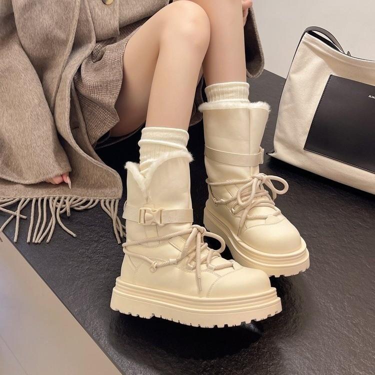 Fashion Thick-soled snow boots for women 2025 winter new style, fleece and thickened, fashionable and warm short boots