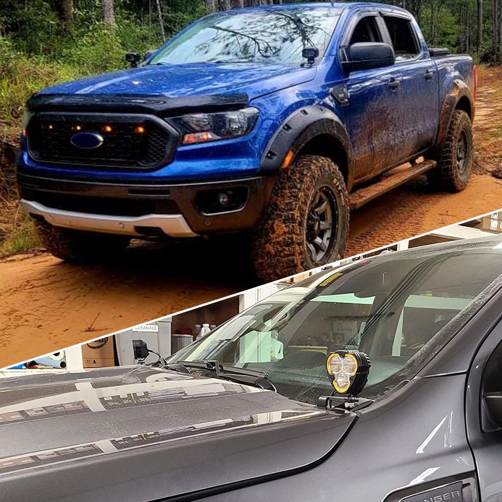 Hood Light Bracket Mounting for Ford Ranger 2019 2020 2021 2022 2023 2024 Pillar Ditch Pods Led Cube Work Lighting Mount Holder