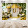Tapisserie de Porche Citronnier, Tissu de Fond Jardin d'Été, Décor Mural Cuisine