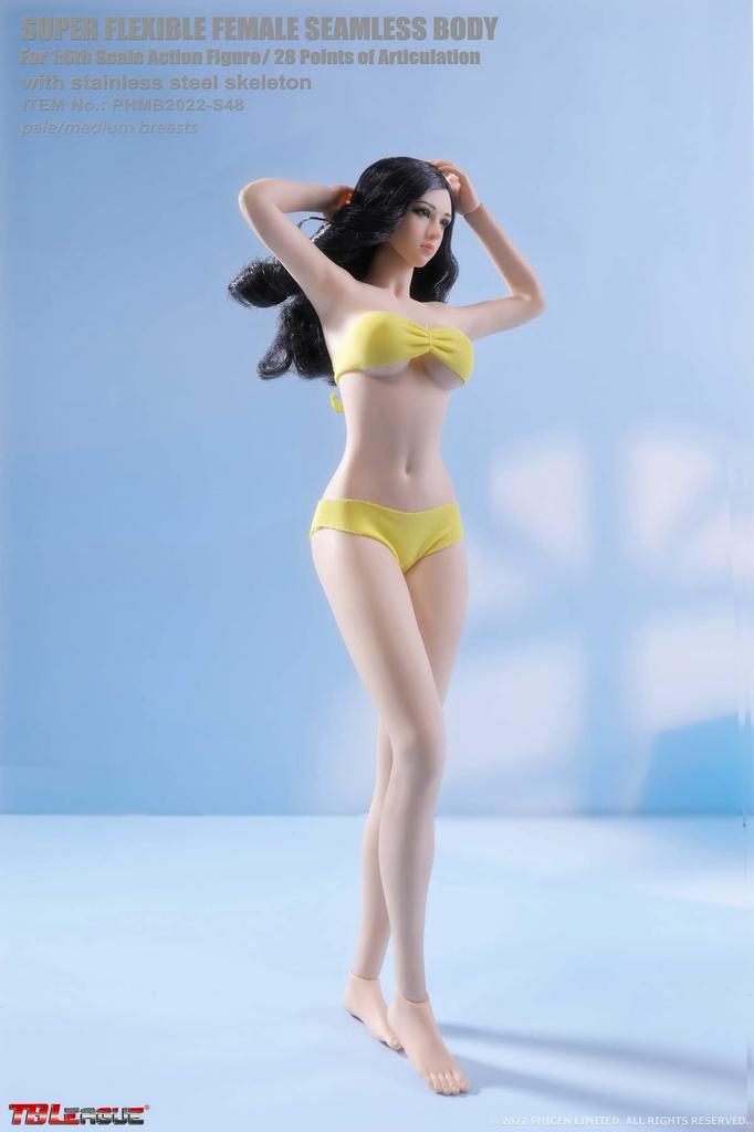 TBLeague Scale Seamless Female Bust Size Pale Includes Head and Authentic TBLeague White Skin 1/6 Ultra-Flexible Body, PHMB2022-S48, M, Skin, Bikini,