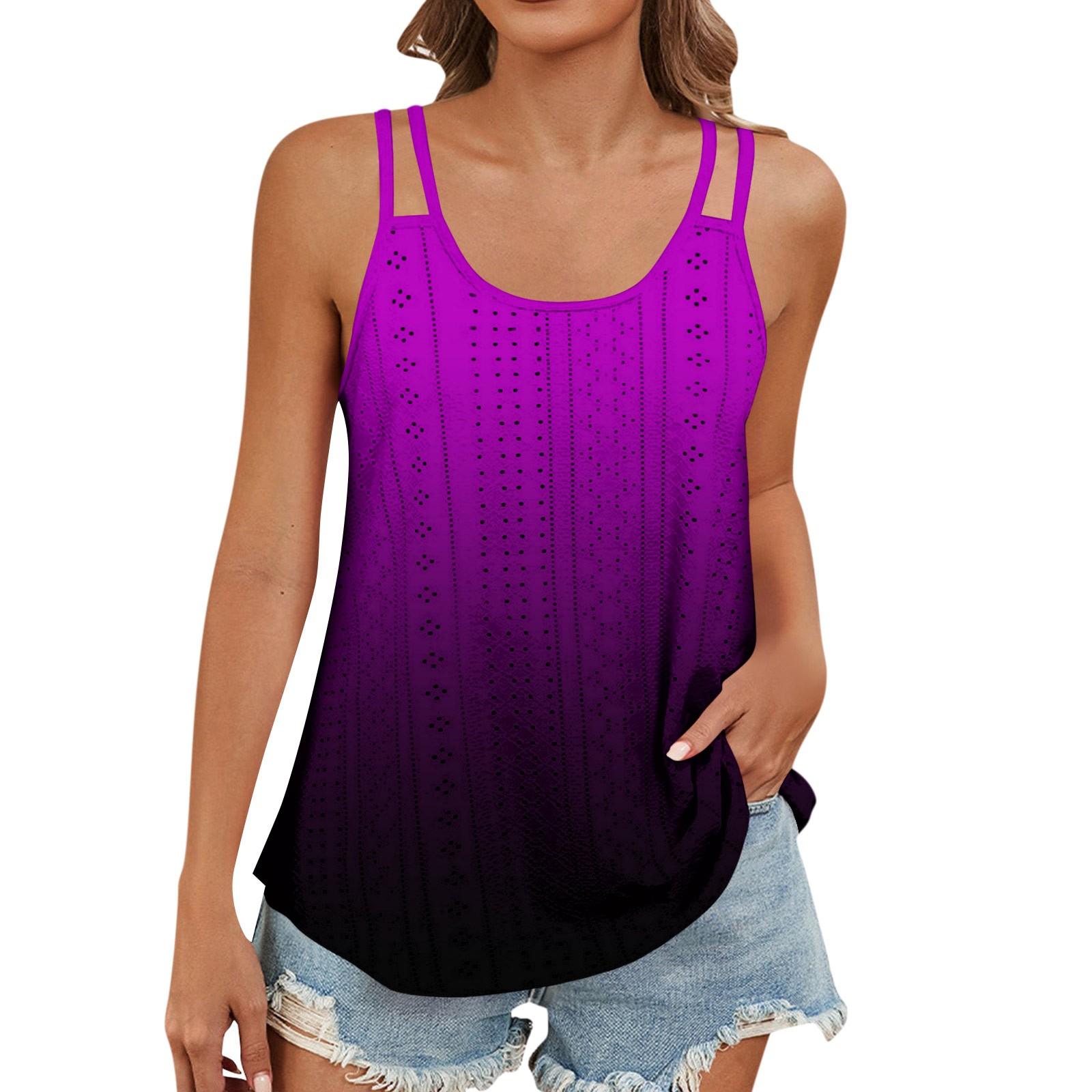 Женский модный повседневный жилет с градиентным цветным принтом и U-образным вырезом — фото 4