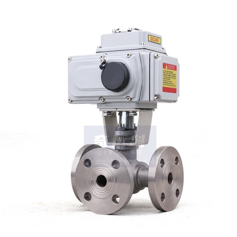 Stainless Steel Electric Three-Way Flanged Ball Valve Q944/5F-16P LT Type