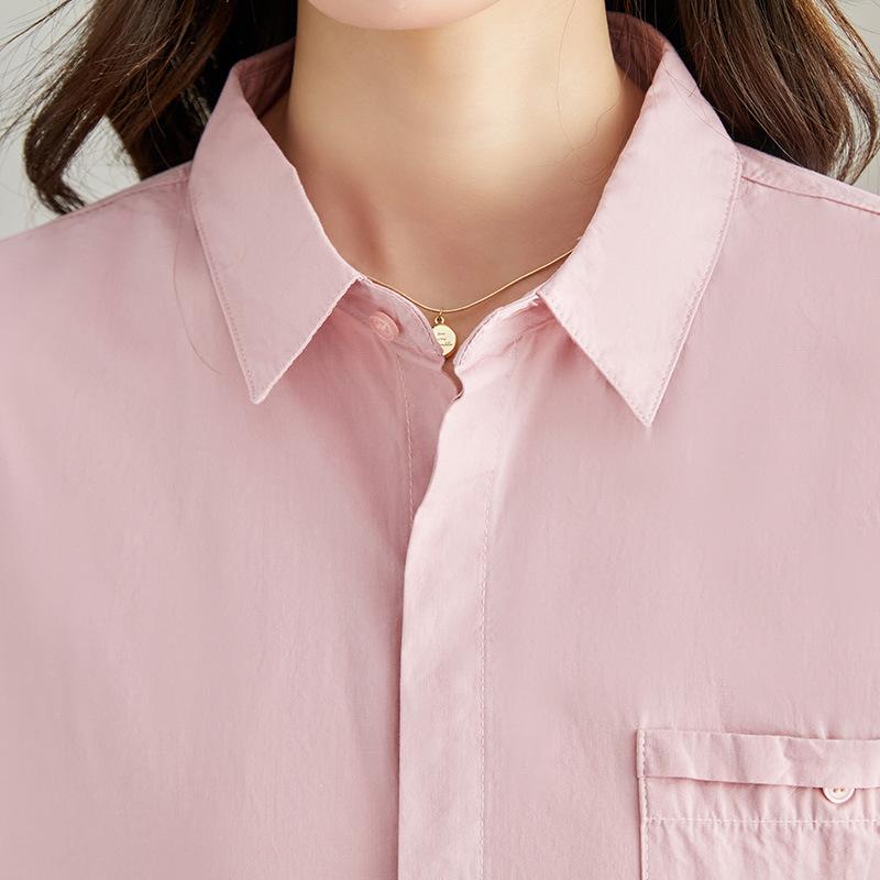 Spring New Long-sleeved White Pure Cotton Women's Loose Casual Design Niche Shirt