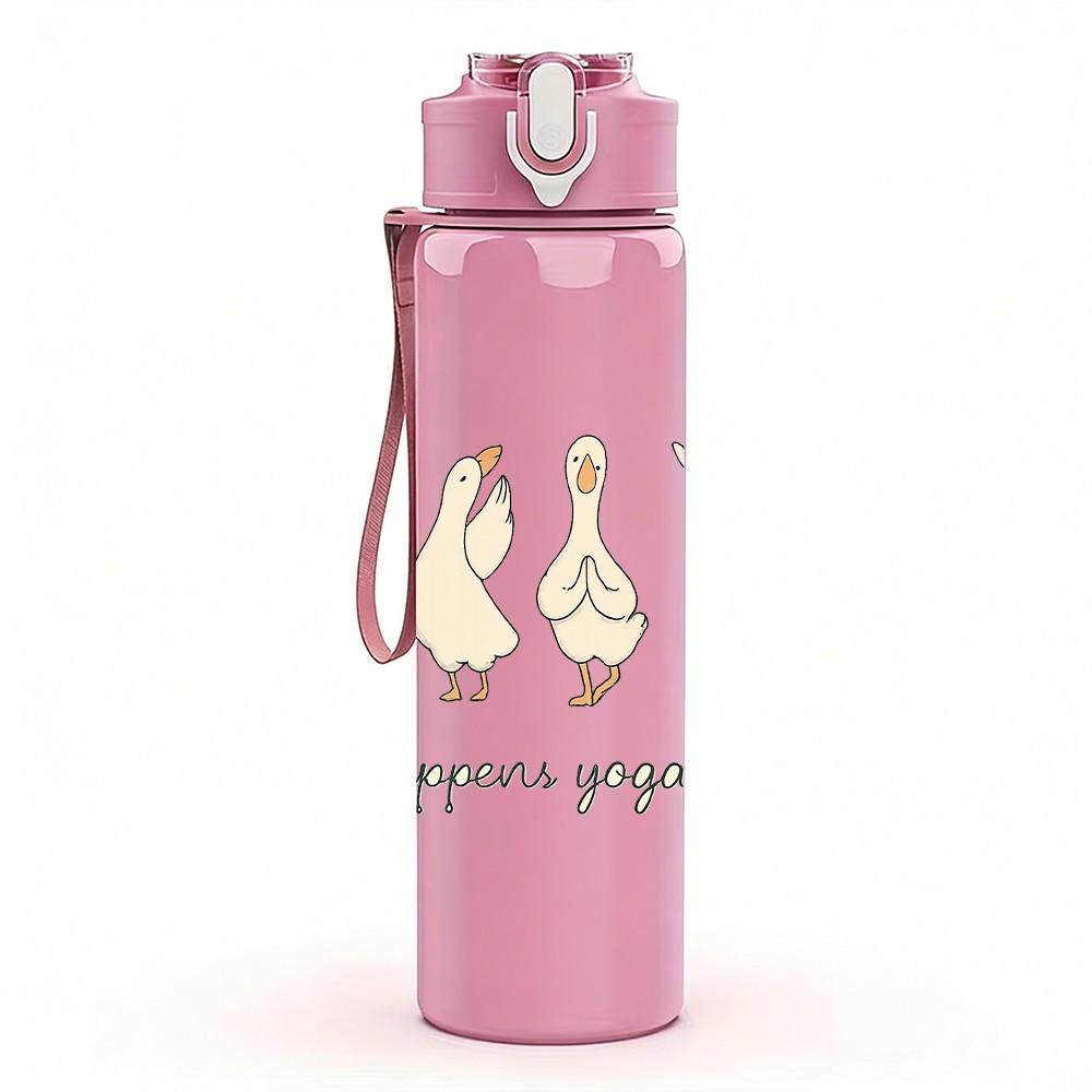 1PC Life Happens Duck Group 750ml Color Plastic Sports Water Bottle Leakproof Flip Straw Lid Suitable for Sports Office Home Use