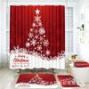Christmas Shower Curtain Bath Tent Bathroom Polyester Door Curtain Curtain Partition Curtain Toilet Seat Four-Piece Set
