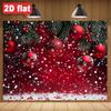 2D Red Pine Branch Backdrop Red Christmas Holiday Photography Background