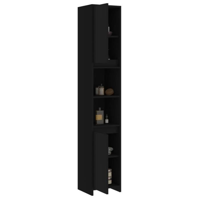 VidaXL Bathroom Cabinet Black 30x30x183.5 Cm Engineered Wood 802670