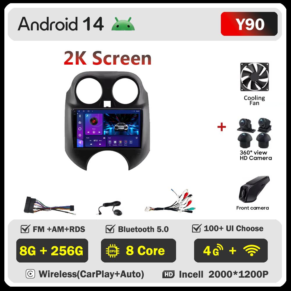 Car Multimedia Player For Nissan March MICRA 2010- 2013 Car Radio Player Touch Screen Wireless Android 14 Stereo Head Unit GPS