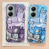 Purple Line Cat Fish Water Texture Phone Case for Xiaomi Mi 13T 14T Pro 11 Lite NE 5G Couple Girls Shell Silicone Back TPU Cover
