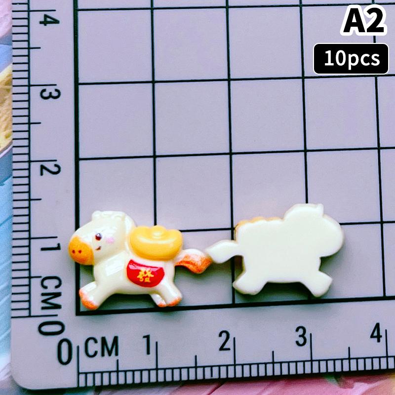 10Pcs 2026 The Year Of Horse Accessories Nail Art Charms Horse Yuanbao Lucky Bag Design Resin Nail Art Rhinestion Decoration