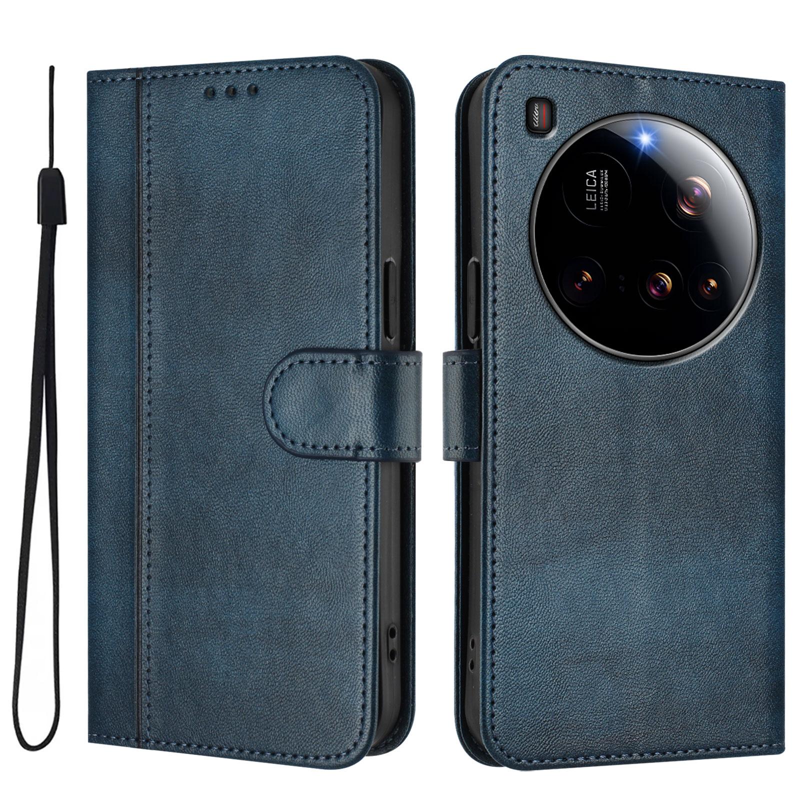 

Для Xiaomi 15 Ultra Чохли Гаманець Підставка Шкіряний Чохол для Телефону Ретро Текстури зі Шнурком Blue