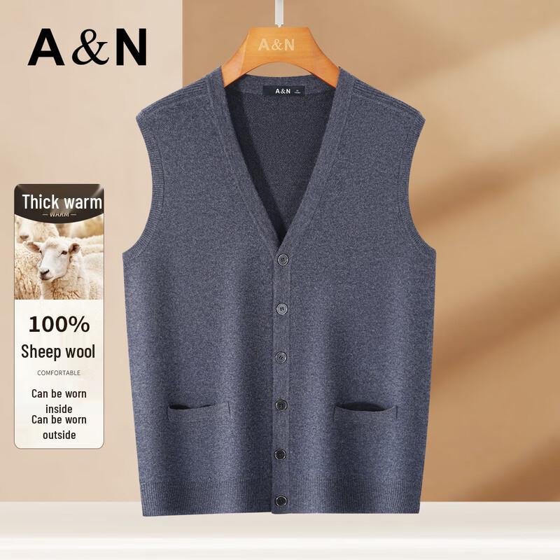 Antonio Herren 100% Merinowolle Warme V-Ausschnitt Weste