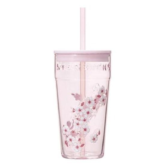 STARBUCKS Sakura 2026 Glass Tumbler Pink 473ml Borosilicate Straw White Day Celebration