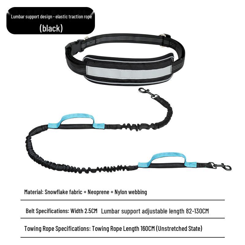 

New Anti-Shock Retractable Dog Running Leash with Waist Protection and High Elasticity 160CM Length чорний