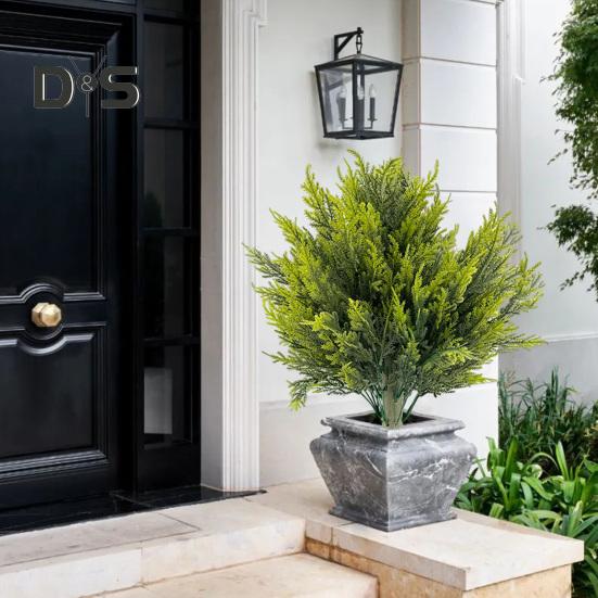 Artificial Boxwood Topiary Ball Tree with Ground Stake UV Resistant Weather-proof Faux Greenery Violet Shrubs Outdoor Garden Porch Patio Fake Boxwood