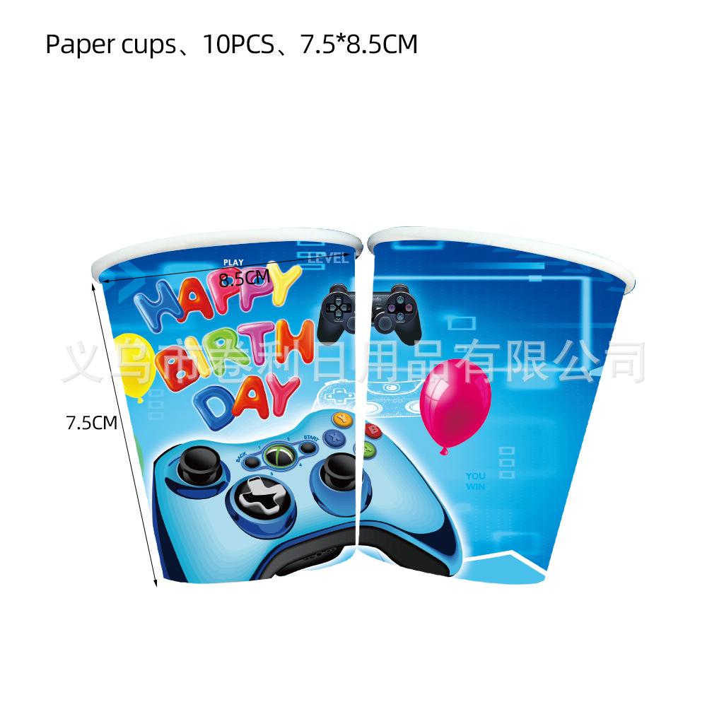 Blue Game Gomeon Party Supplies Birthday Decoration Paper Plate Paper Cup Paper Towel Flag Tableware Set Desktop