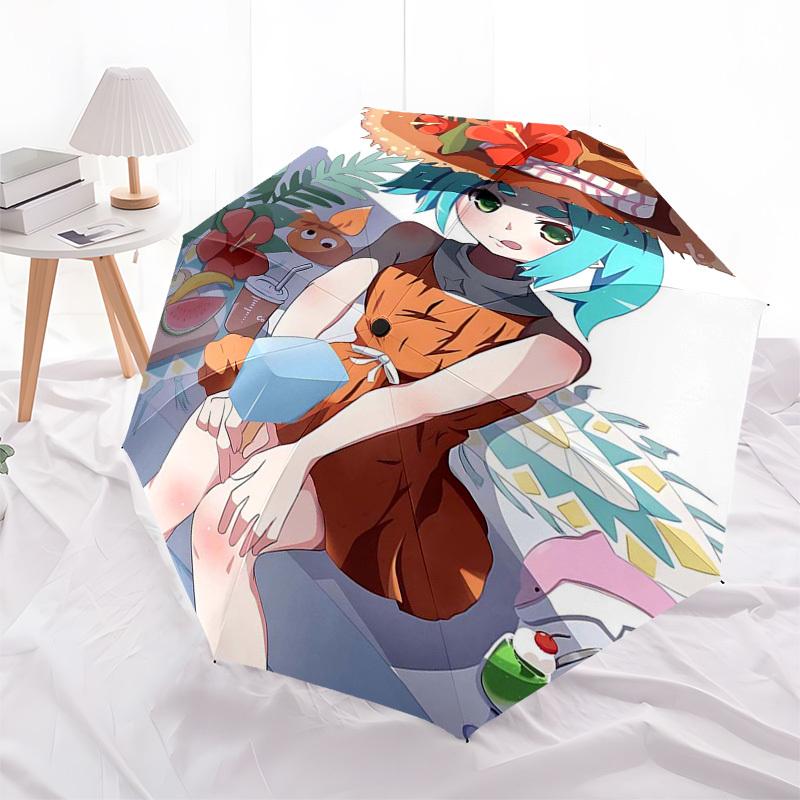 1pc Outdoor Umbrella with Tropical Floral Print - Automatic Opening/Closing, Portable 3-Fold Design, 8-Bone Iron Frame - Perfect Gift for Fans, T