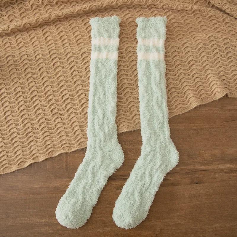 Women's Winter Coral Fleece Calf Socks - Warm, Velvet, Thickened High-Tube for Sleeping