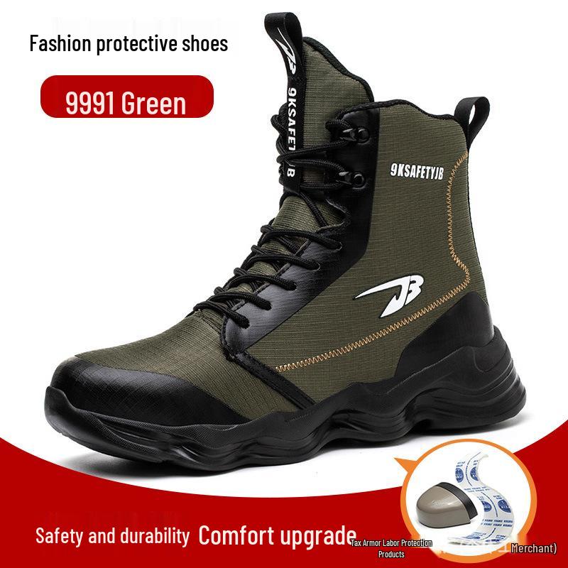 Men's Steel Toe Safety Shoes: High-Top, Ankle Support, Anti-Smash, Puncture-Resistant, Comfortable, Wear-Resistant