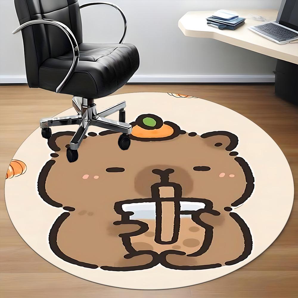 1pc Cute Capybara Chair Carpet for Office, Soft Flannel Throw Mat, Perfect for Office,Holiday Party Decoration Choice yy251113038