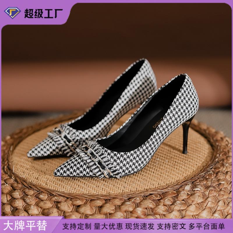 High heels women's stiletto high-end leather women's shoes 2025 spring and summer pointed sexy versatile professional single shoes children