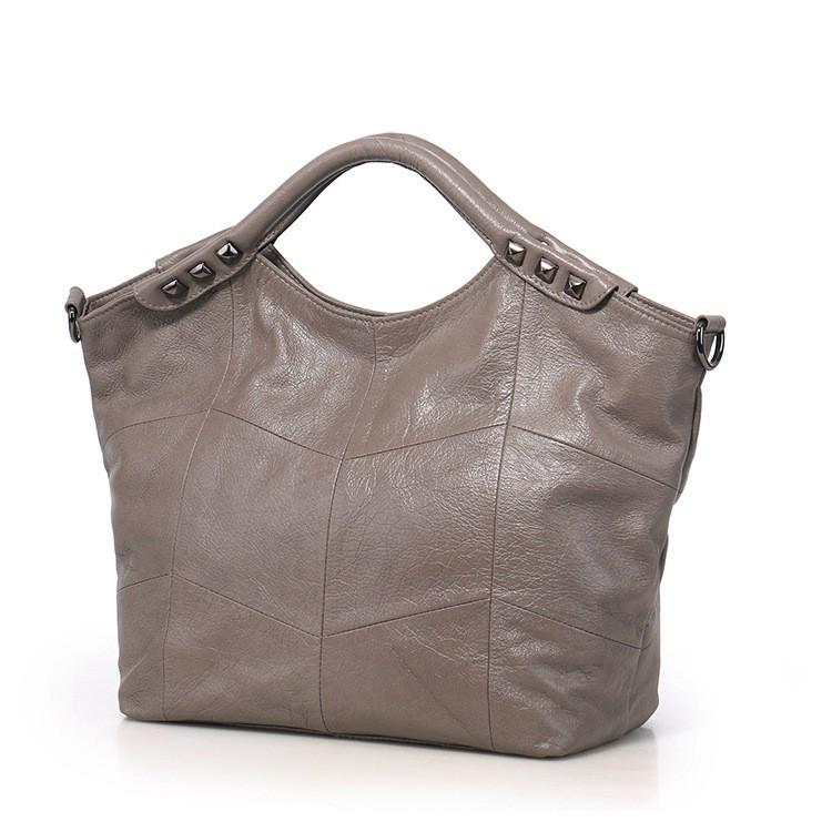 Новая кожаная сумка 2024 года: Стильная большая женская сумка с заклепками