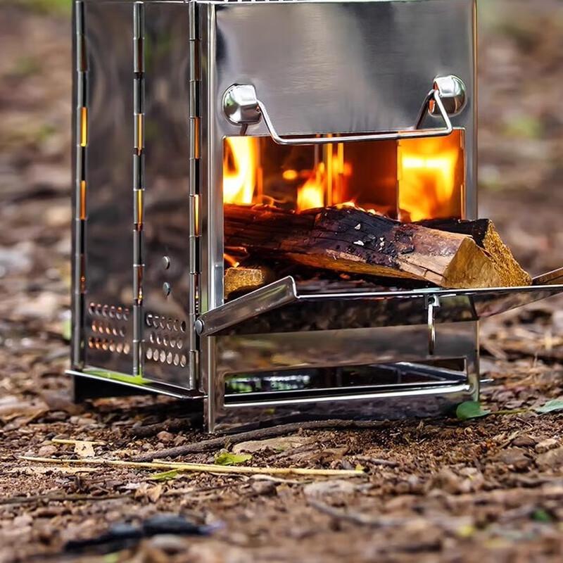 Portable Stainless Steel Camping Grill & Wood Stove