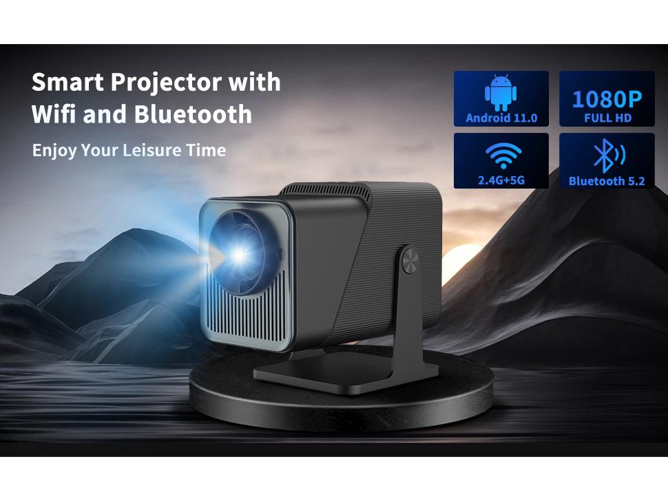 Lebeite Portable Mini HD Projector for Home, Dorm, and Bedroom – Mobile Phone Screen Mirroring with Gimbal Feature