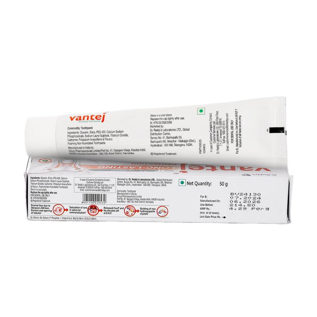 Vantej Sensitivity Protection Toothpaste 50 Grams Pack of 1 Long Lasting Enamel Strengthening Vegan Oral Care
