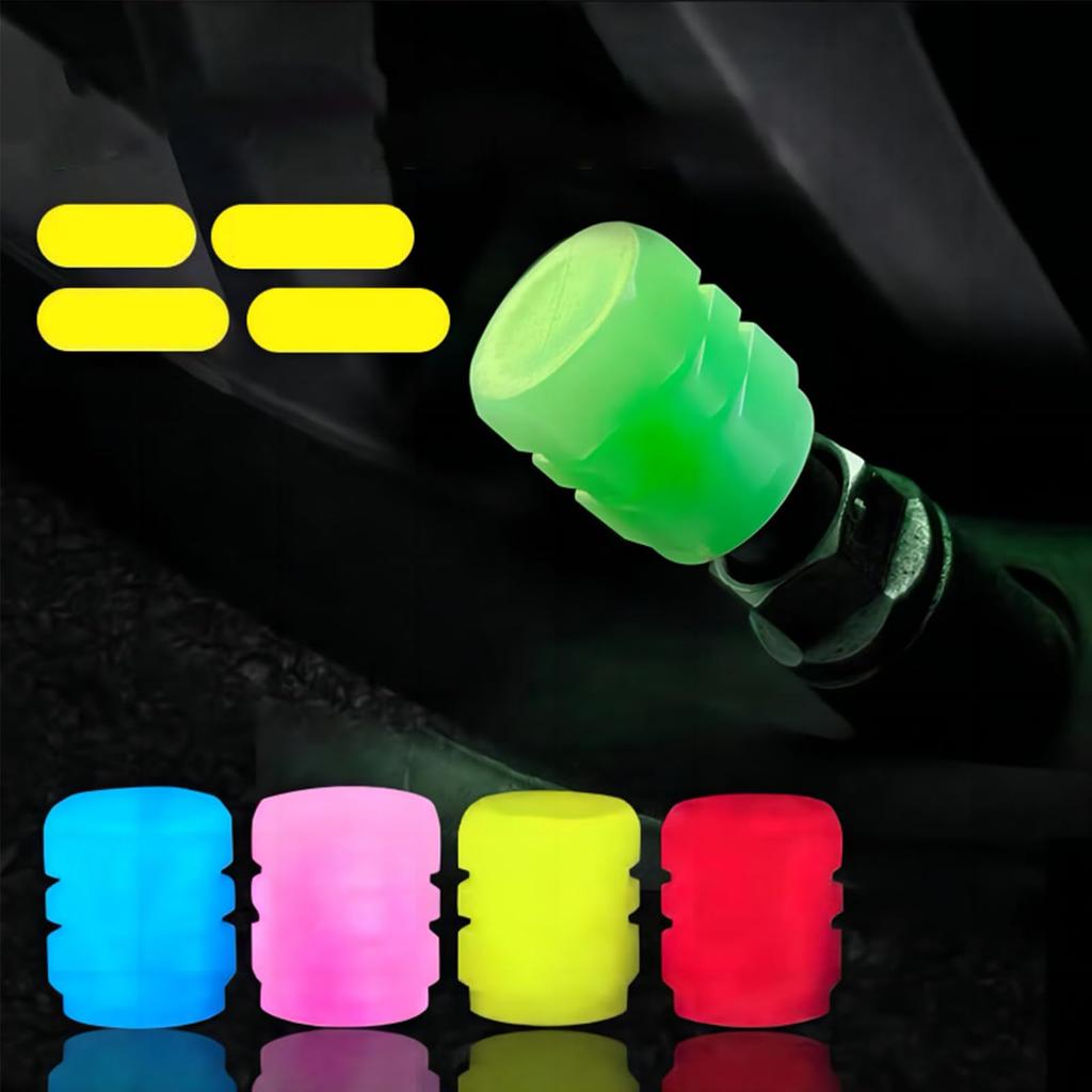 Luminous Tire Valve Cap Rubber Fluorescent Tire Valve Cap Luminous Air Nozzle Tire Valve