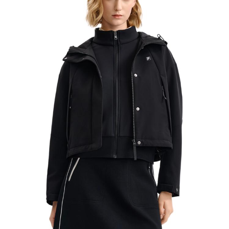 

Fila Белый Модный Классический Свободный Худи Однотонный На молнии С длинным рукавом Куртка Костюм-двойка Женские куртки F11W543701F-BK M