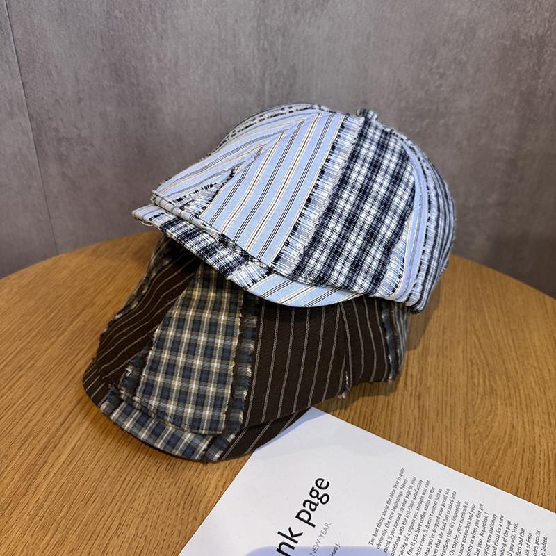 Retro Uk Patterned Beret Cap For Men And Women With Breathable Sunshade Cotton Summer Wear