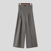 INCERUN Men High Slim Waist Zipper Casual Long Splits Wide Legs Pants Trousers