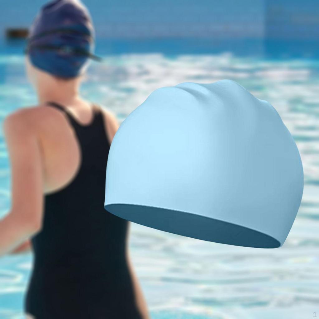 Silicone Swim Cap Bathing Hat Shower for Long and Short Hair Men Women Beach