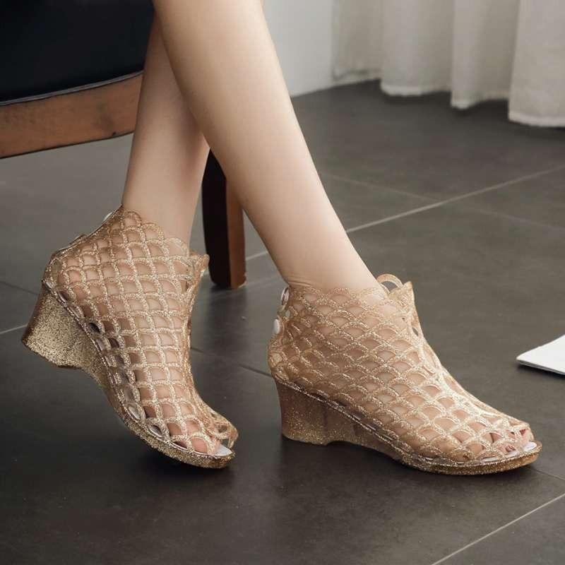 Fashion 2025 Summer Hollow Breathable Women's Sandals Comfortable Wedges Fish Mouth Shoes for Women Sandalias De Mujer Size 36 40