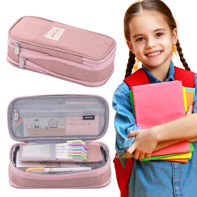 Estuche para lápices de gran capacidad, organizador portátil de almacenamiento, bolsa con cierre de cremallera, estuche para lápices, suministros de oficina
