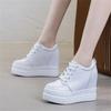 Fashion 2025 Spring Slope Heel Small White Shoes Female Inside Heighten Casual Single Shoe Platform Shoes 11cm High Heels Womans Shoes