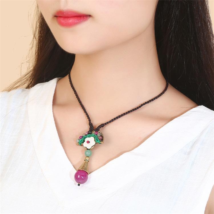 Original Handmade Ethnic Style Agate Short Necklace Femininity Retro Versatile Collarbone Chain Simple Classical Accessories