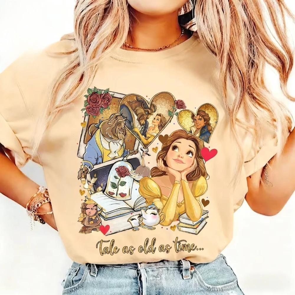 Beauty and The Beast Princess Printed Summer Soft Cotton TShirt Loose Comfortable and Soft Casual Unisex Short Sleeve