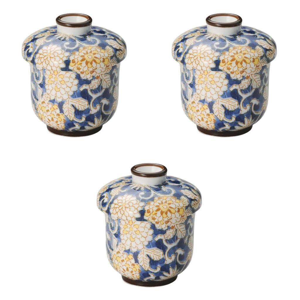 Set of 3 Arabesque Steaming Bowls x cm Mini Steaming Reinforced Setomonohonpo (Small) [6.5 8.5 (150cc)] Bowls, Porcelain,