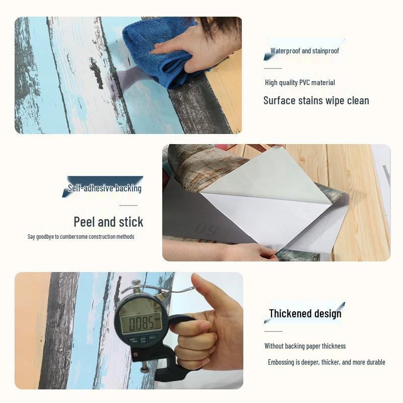 Self-Adhesive Imitation Wood Grain Wallpaper - Moisture-Proof Wall Decoration for Bedrooms