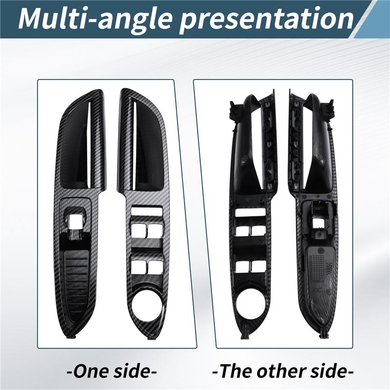 1Pair Front Door Window Switch Panel For Ford Escape C-MAX 2013-2018 ABS Carbon Fibre Window Glass Lift Trim Cover Bezel