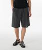 Linen-Like One-Pleat Wide Elastic Shorts [Dark Gray]